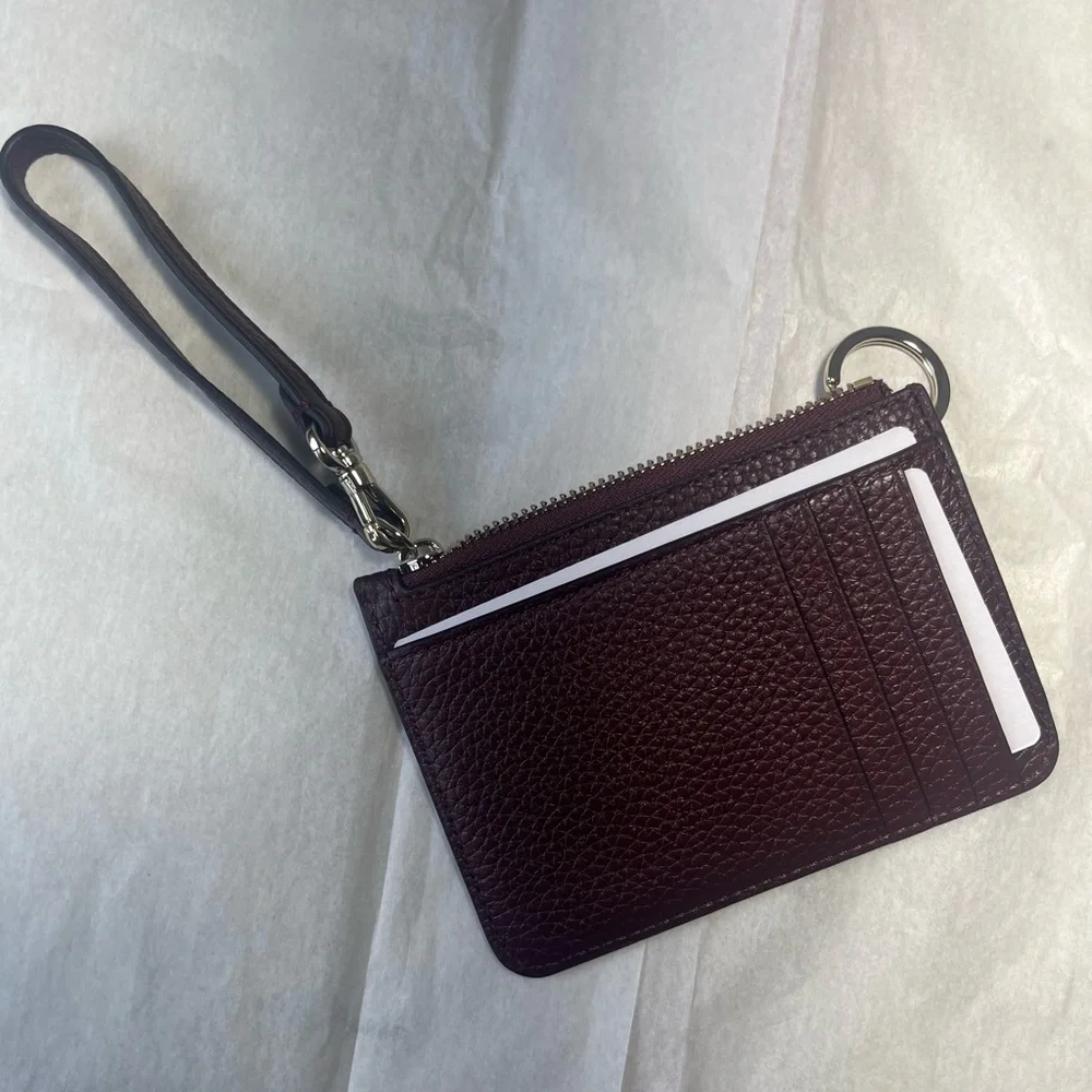 Kate Spade ♠️ Burgundy Wristlet Pouch Leather Wallet - Picture 4 of 9